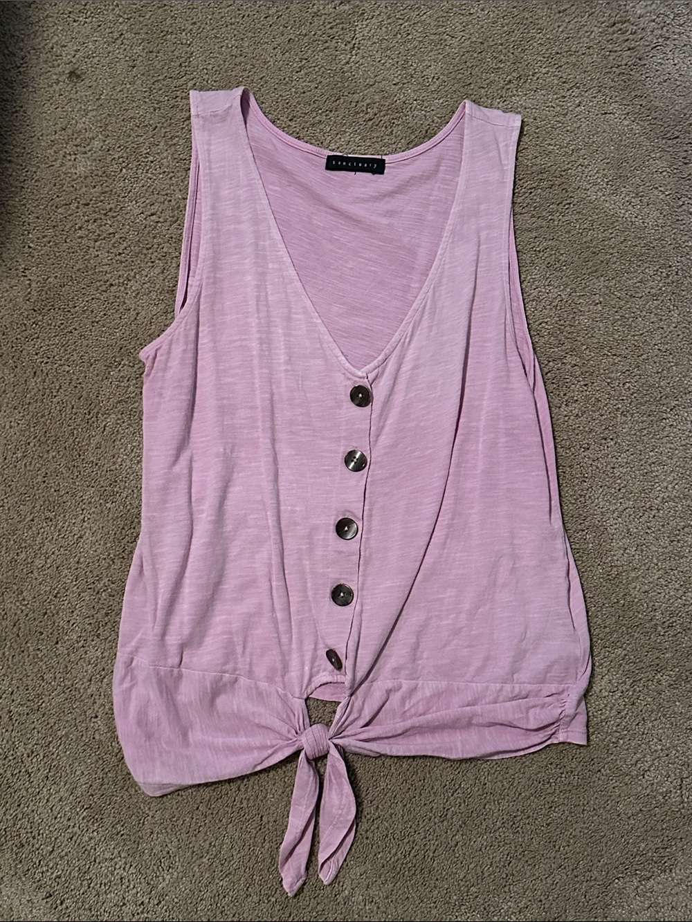 Sanctuary Lavender Pink Button-Front Tie Tank